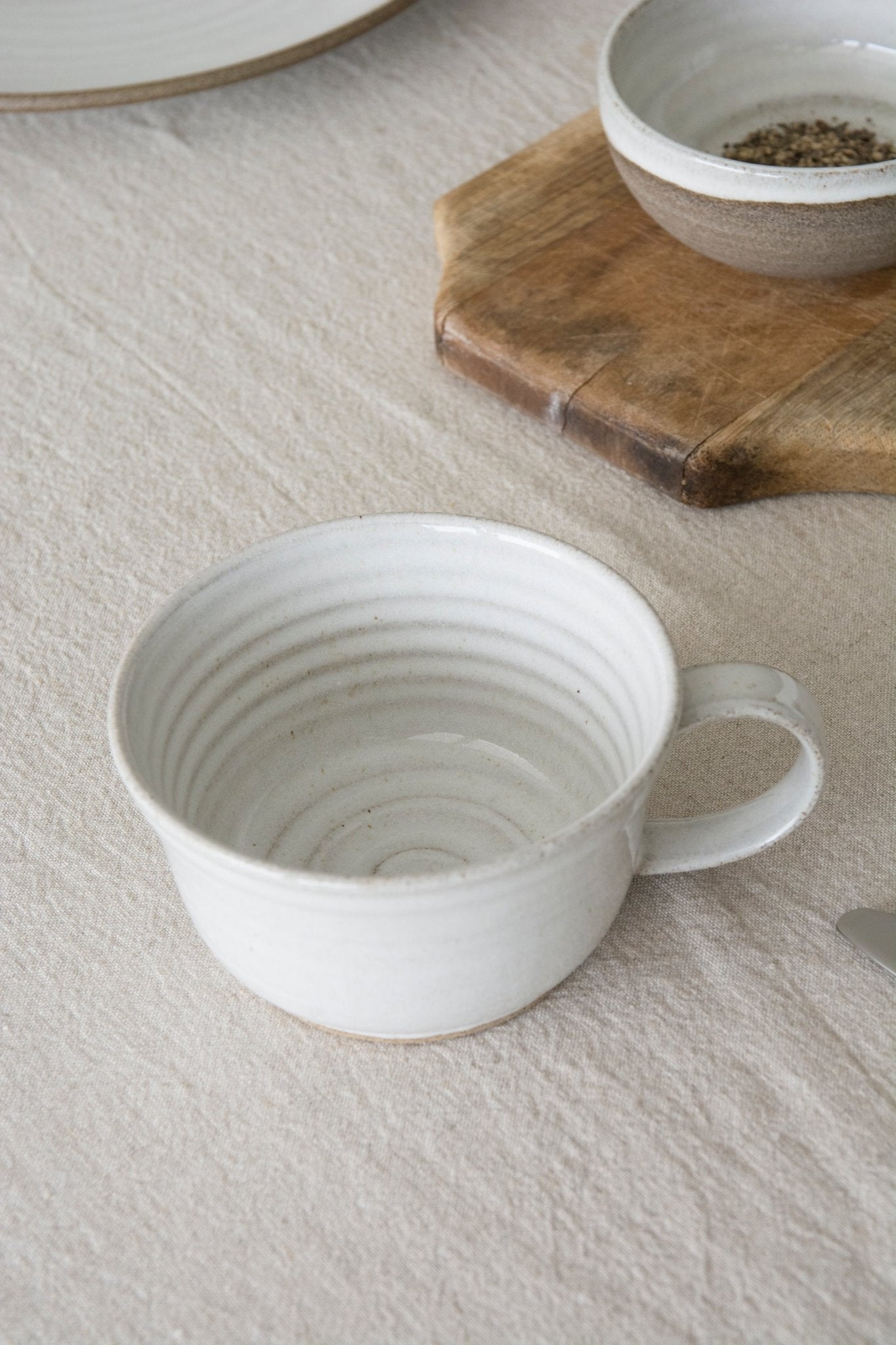 White Pottery Coffee Cups, Cappuccino Coffee Mug, Latte Coffee Cup, Pi –  Paintingforhome