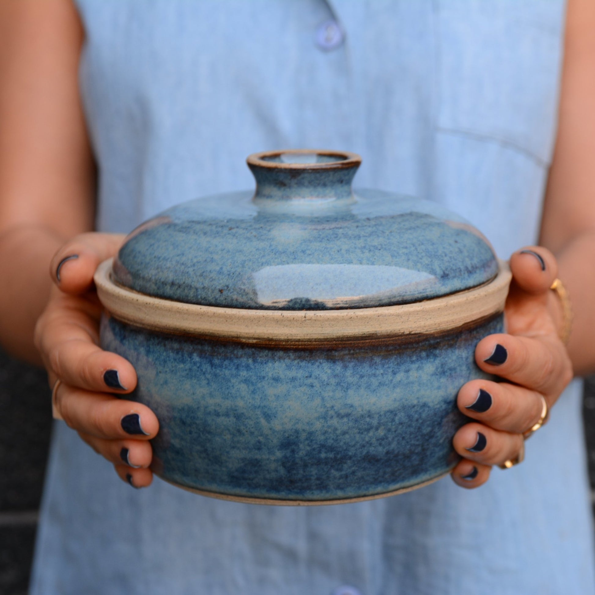 Lidded Blue Ceramic Casserole Dish - Mad About Pottery - plates
