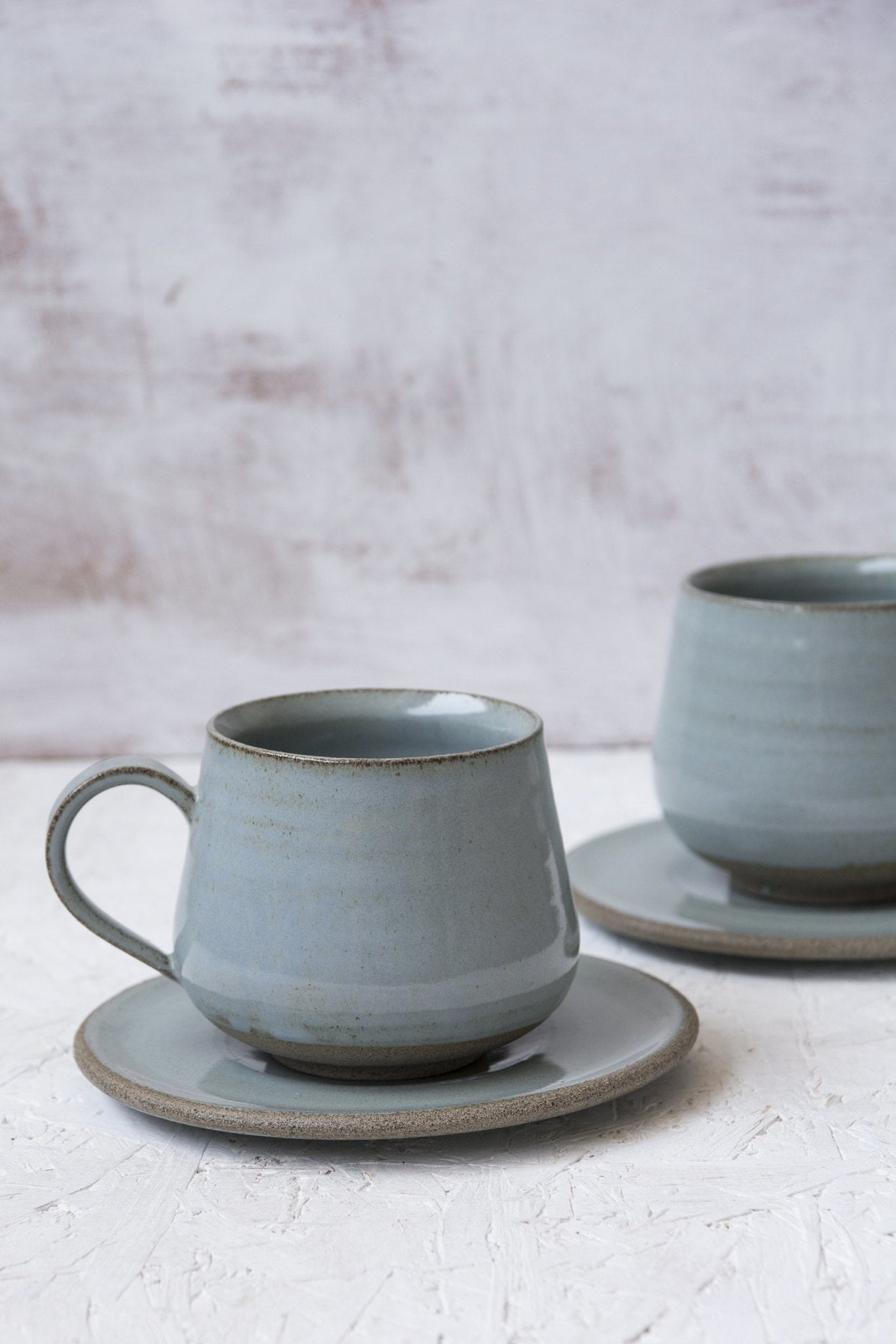 Light Blue latte Cup and Saucer, 11 fl. oz - Mad About Pottery - cup