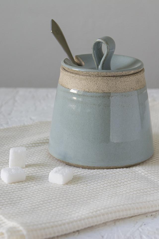 Light Blue Set of a Pottery Sugar Bowl and a Pitcher - Mad About Pottery - Sugar Bowl set