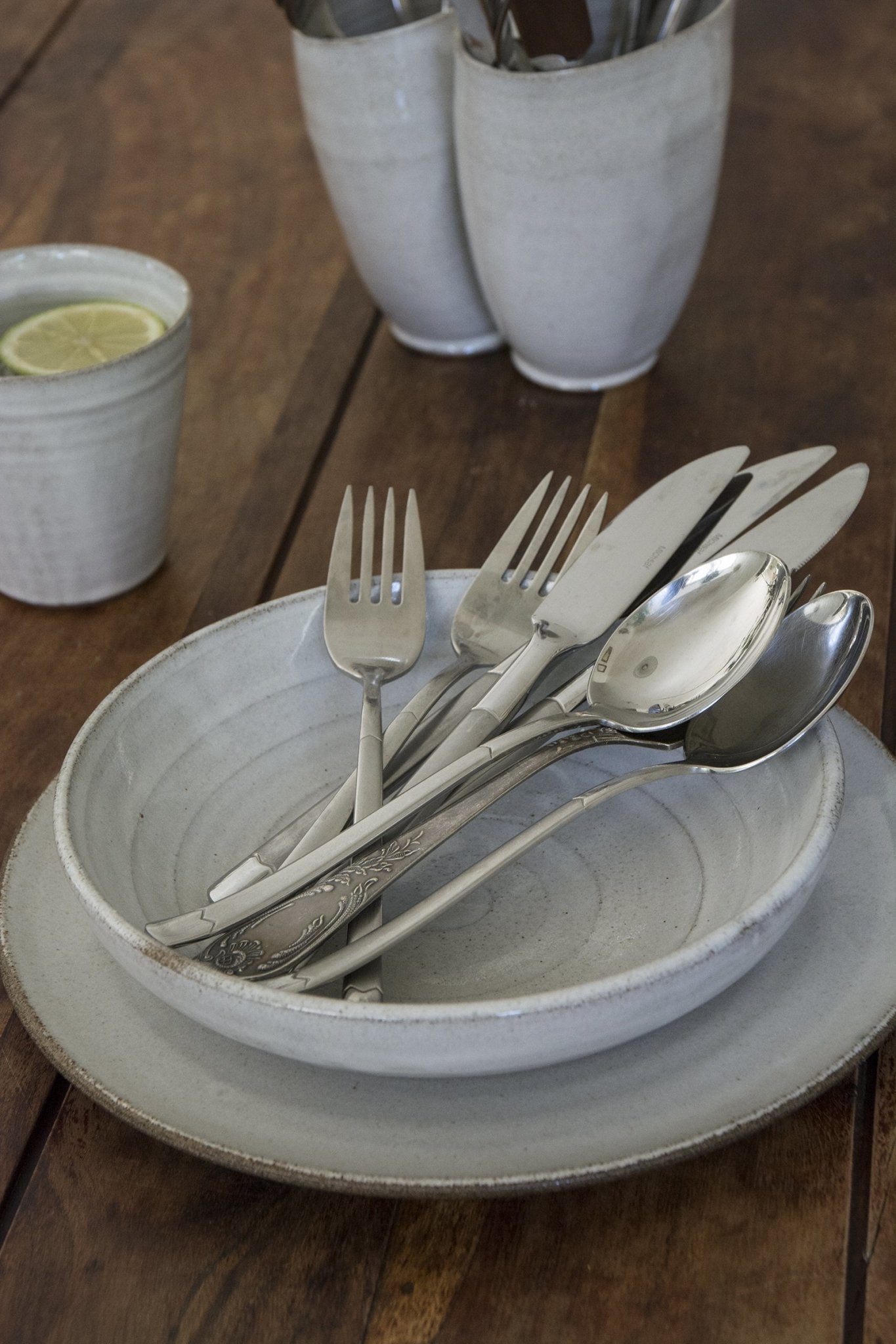 Pottery Dinnerware, 1 Place Setting, Main Course Plate and a Pasta Bowl - Mad About Pottery- plates