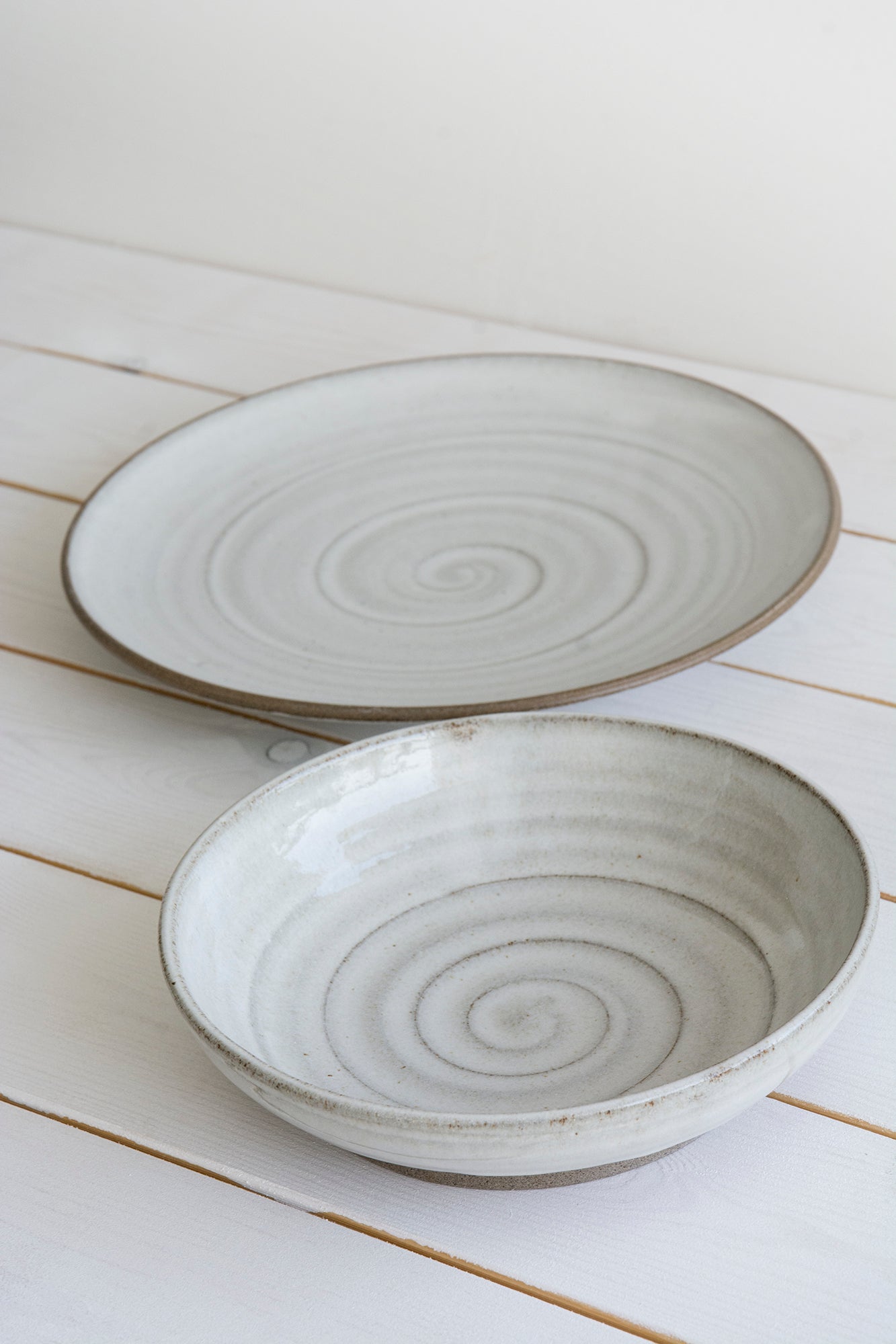 Pottery Dinnerware, 1 Place Setting, Main Course Plate and a Pasta Bowl - Mad About Pottery- plates