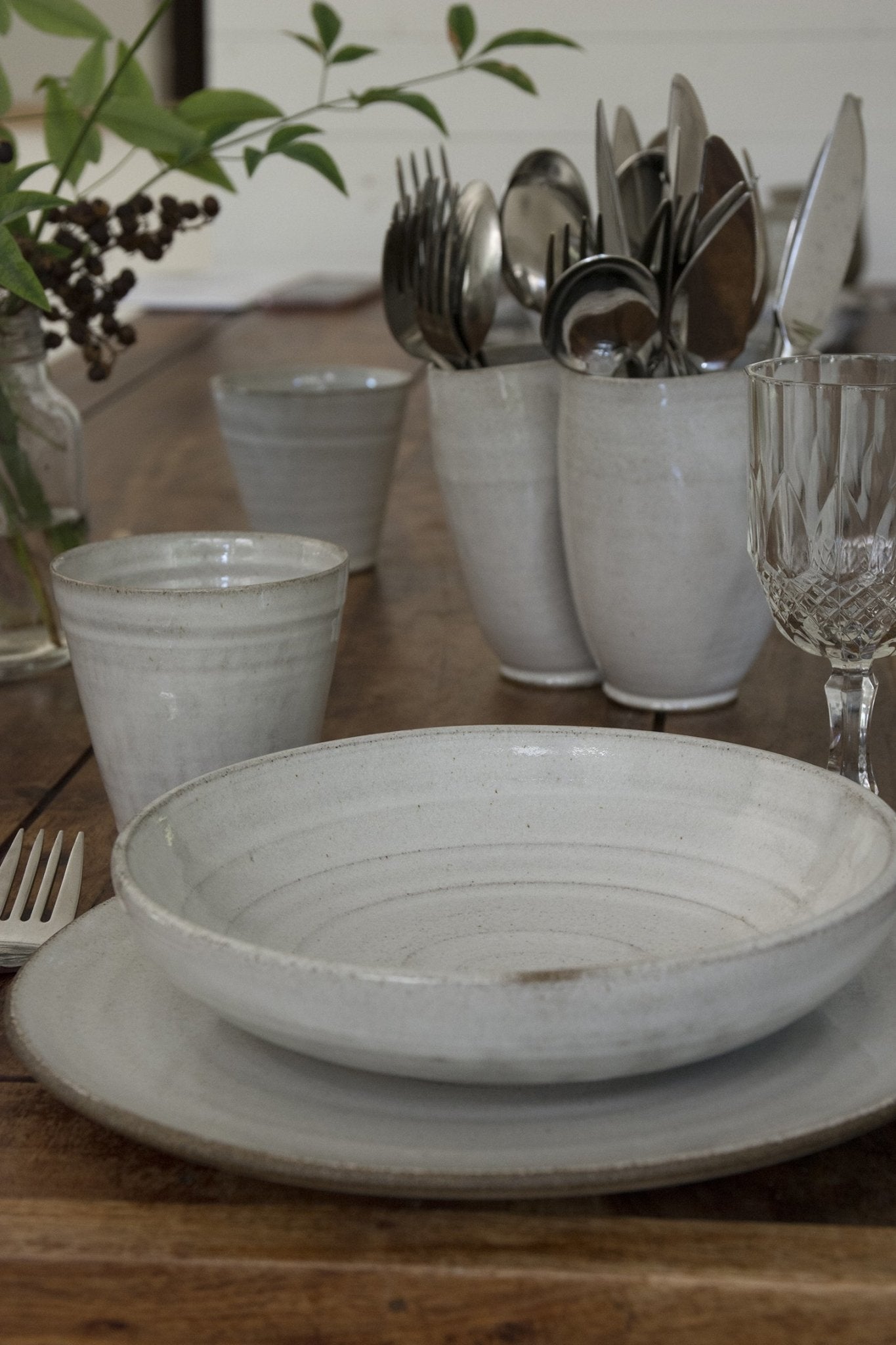 Pottery Dinnerware, 1 Place Setting, Main Course Plate and a Pasta Bowl - Mad About Pottery- plates