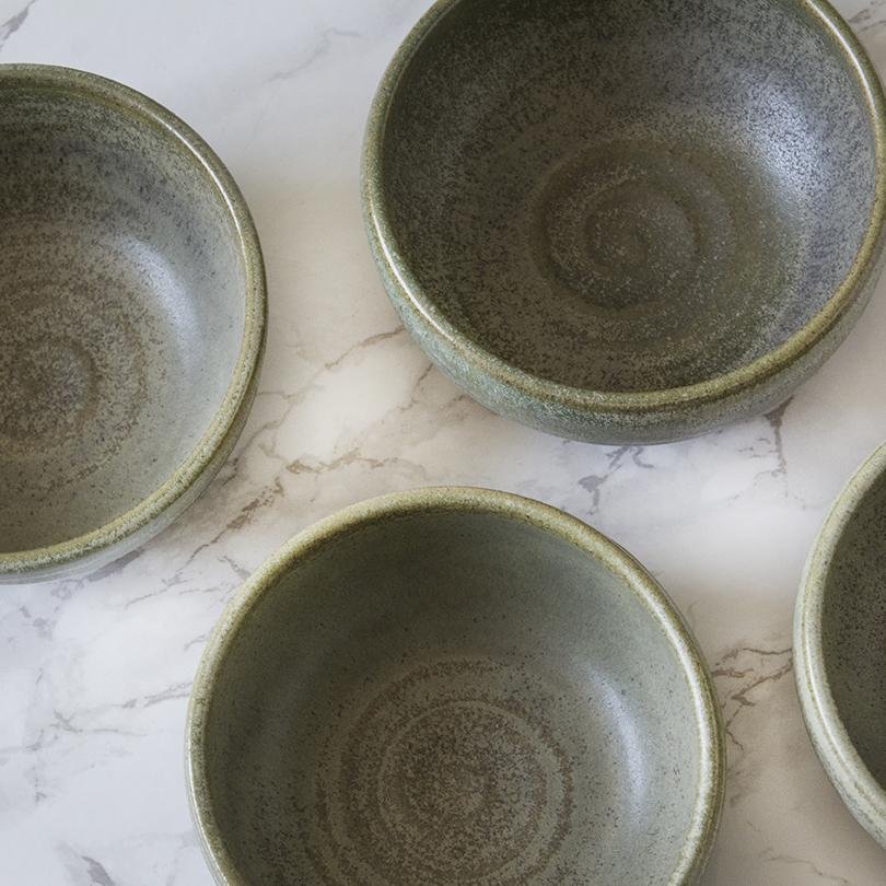 Handmade Pottery Dipping Bowls / Spices bowls in Green Sage Glaze Mad About Pottery