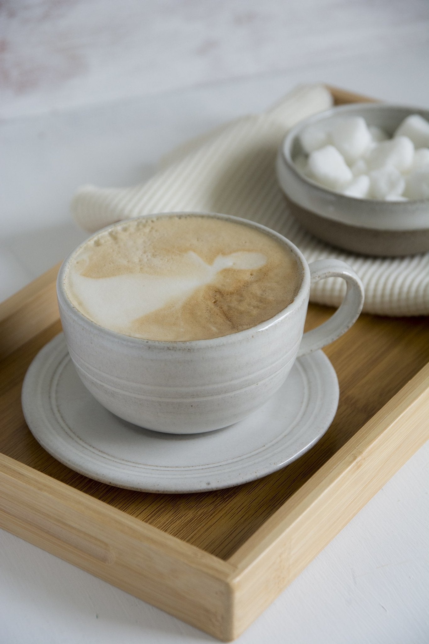 Pottery White Tea Cup and Saucer - Mad About Pottery - Mug