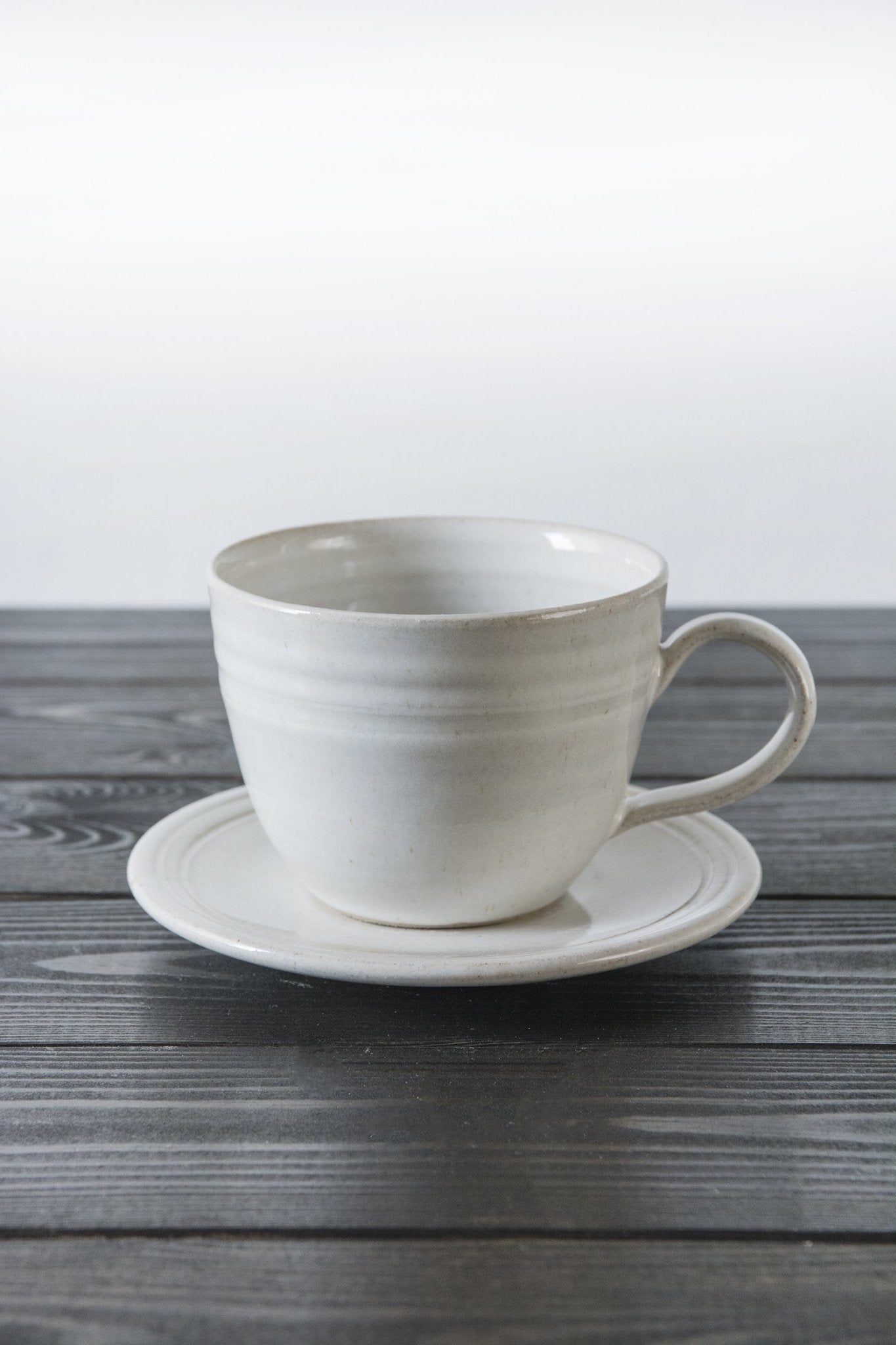 Pottery White Tea Cup and Saucer - Mad About Pottery- Mug