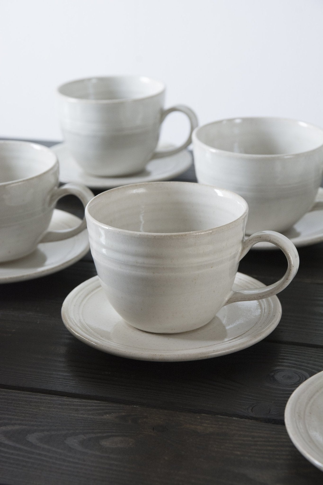 Pottery White Latte Cup and Saucer, 10 fl. oz – Mad About Pottery