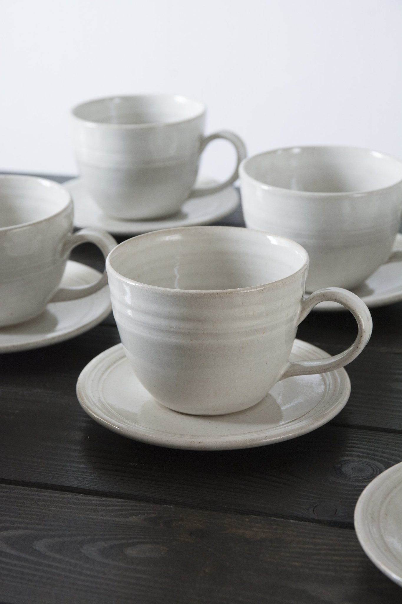 Pottery White Tea Cup and Saucer - Mad About Pottery- Mug