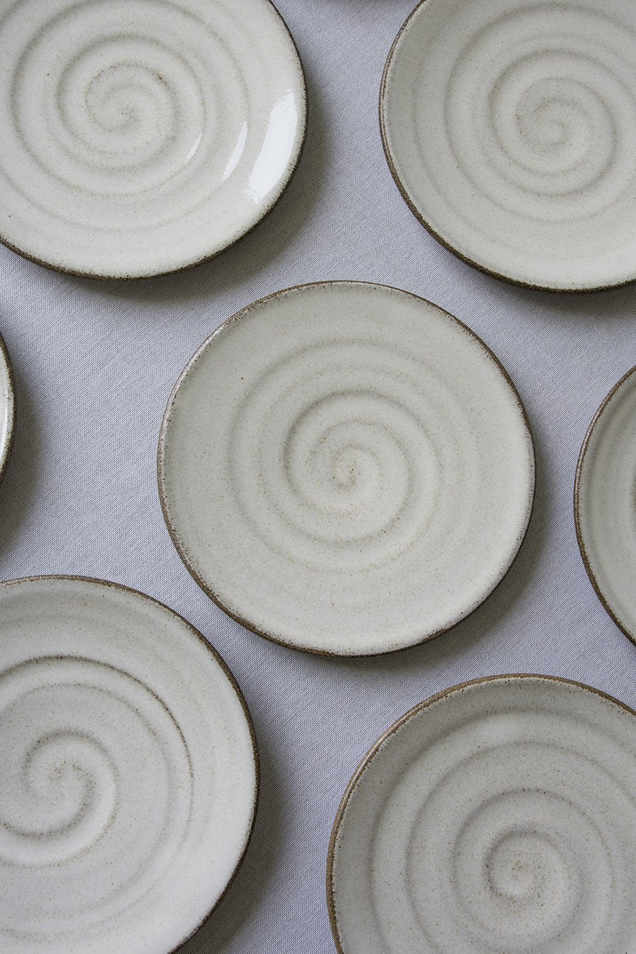 Set of 4 White Dessert Plates - Mad About Pottery - plates