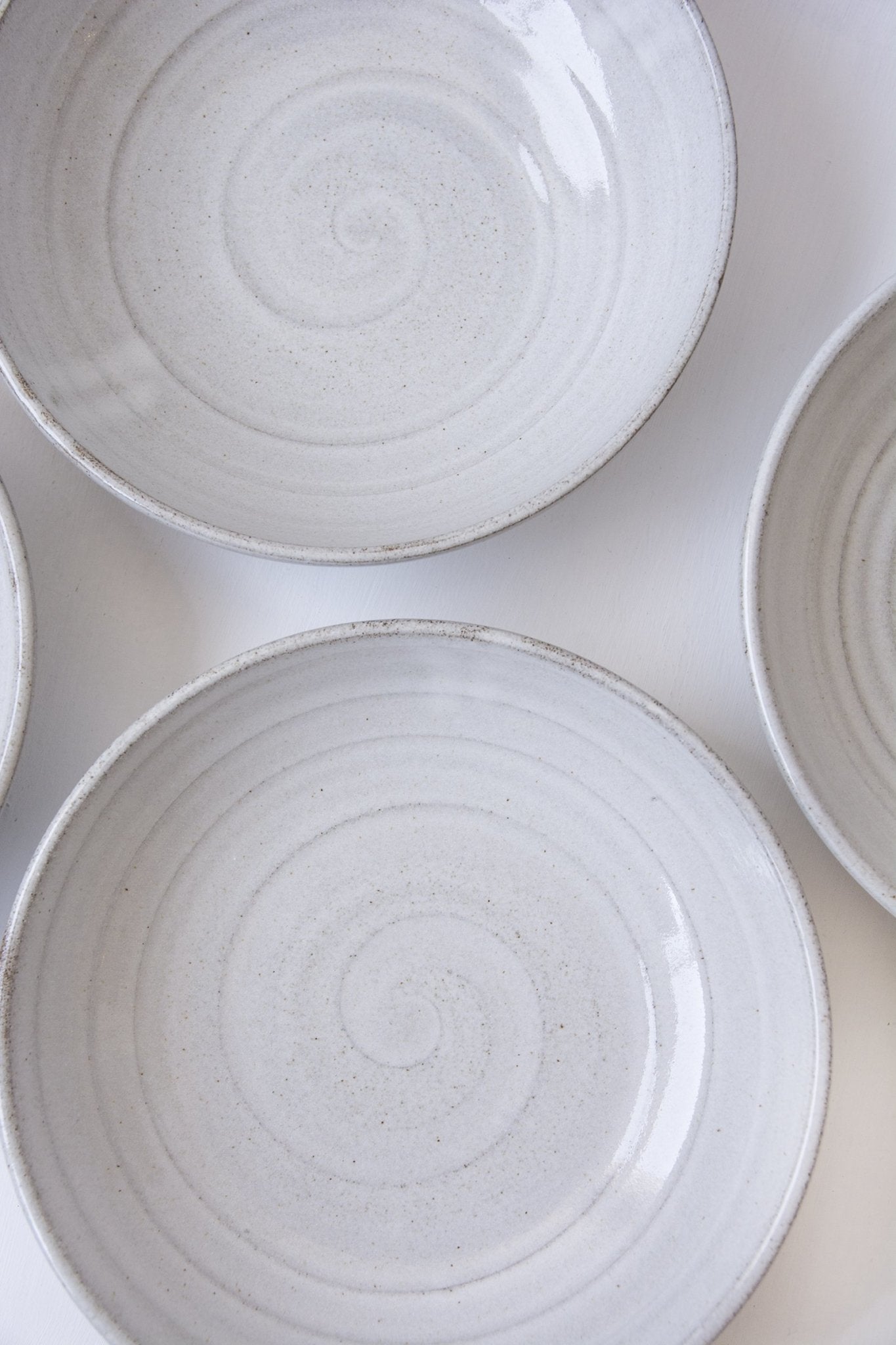 Set of 4 White Pasta Bowls - Mad About Pottery- Bowls