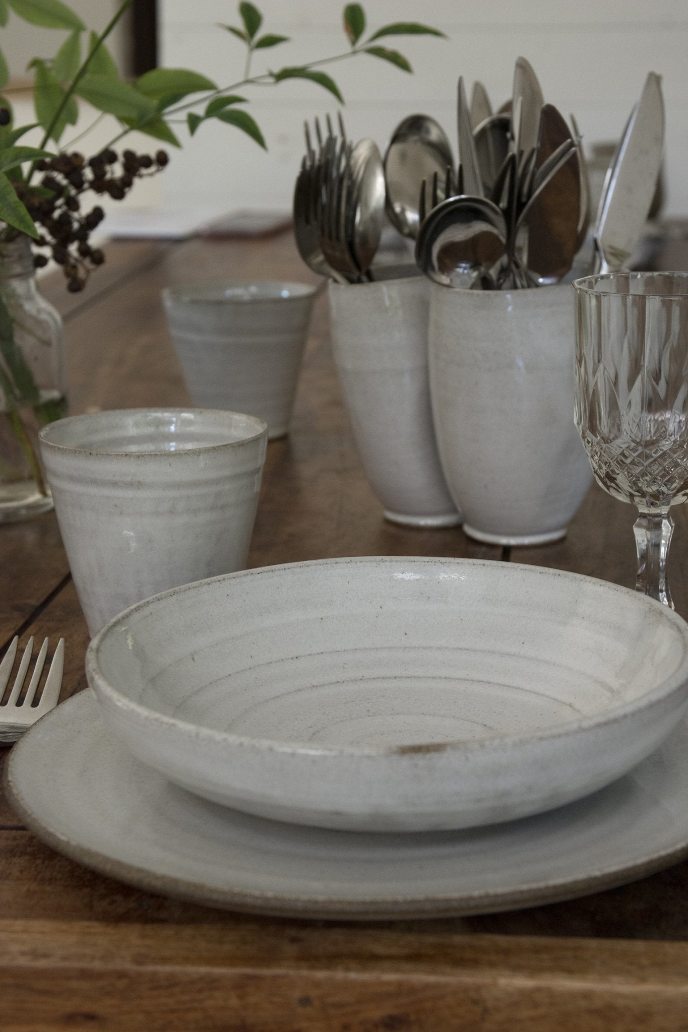 Set of 4 White Pasta Bowls - Mad About Pottery- Bowls