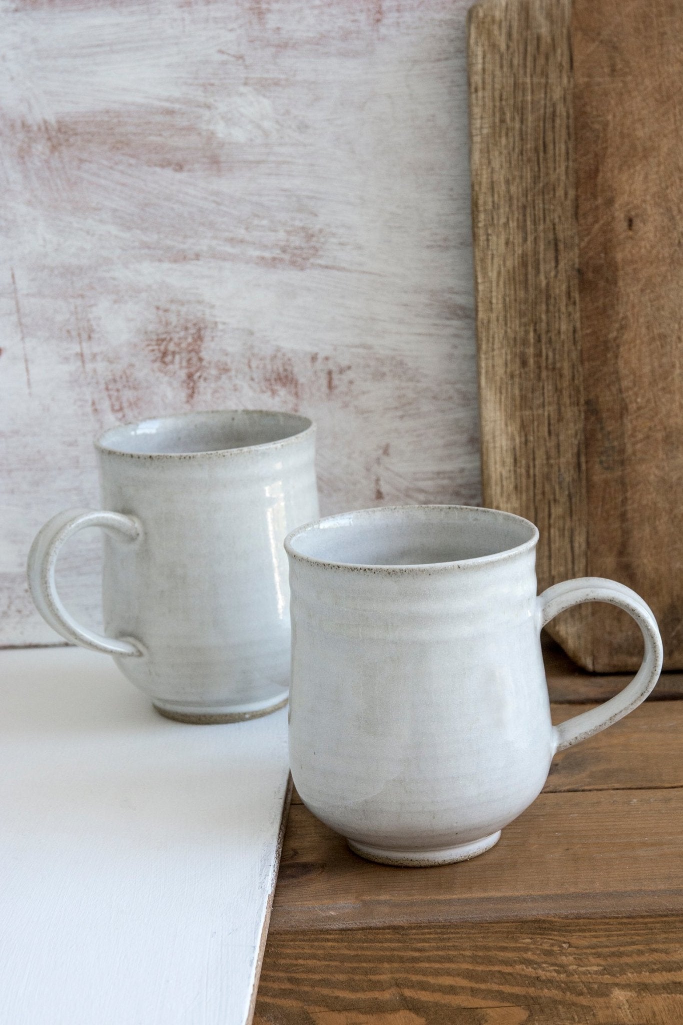 Set of 6 Farmhouse White Pottery Mugs - Mad About Pottery- Mugs and Cups