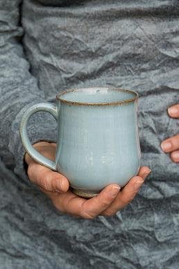 Handmade Pottery Blue Cappuccino Cup with a Saucer by Mad About Pottery –  Mad About Pottery