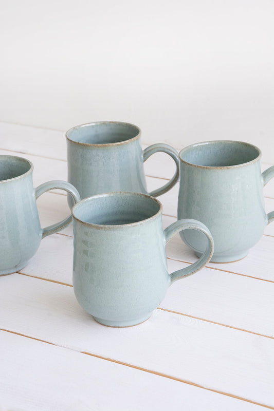 Set of 6 White Pottery Mugs - Mad About Pottery- Mugs and Cups