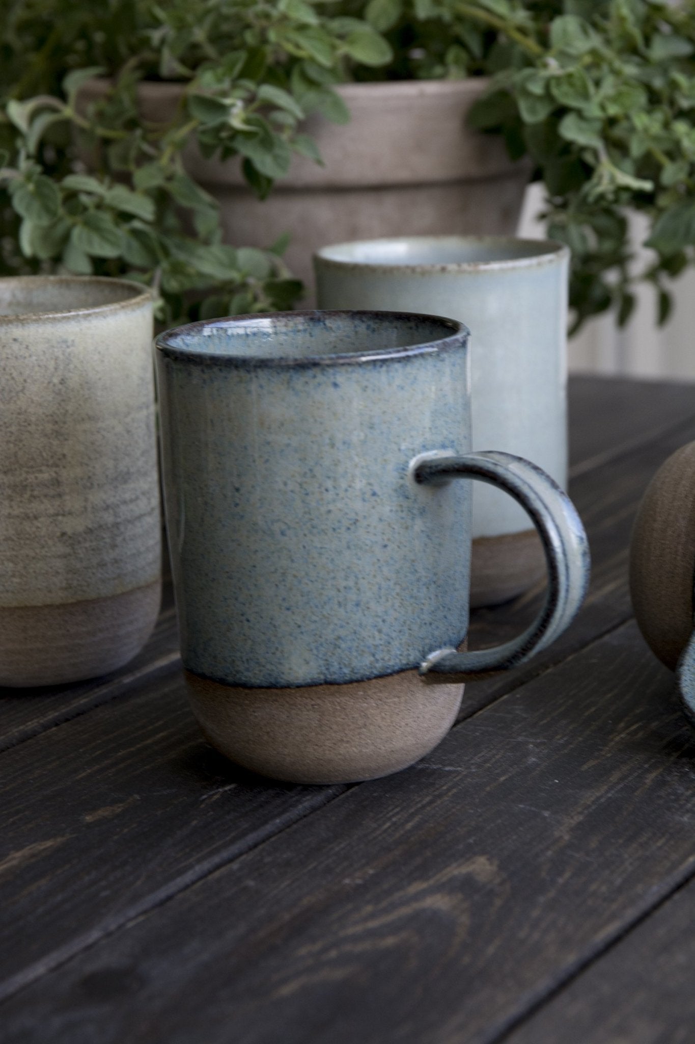 Farmhouse blue pottery mug