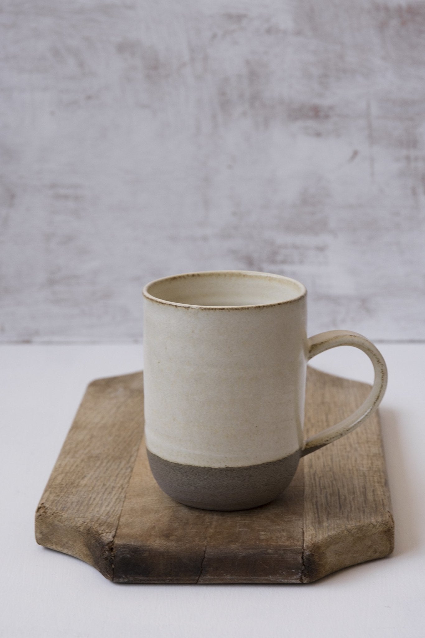 yellow and gray mug rustic pottery