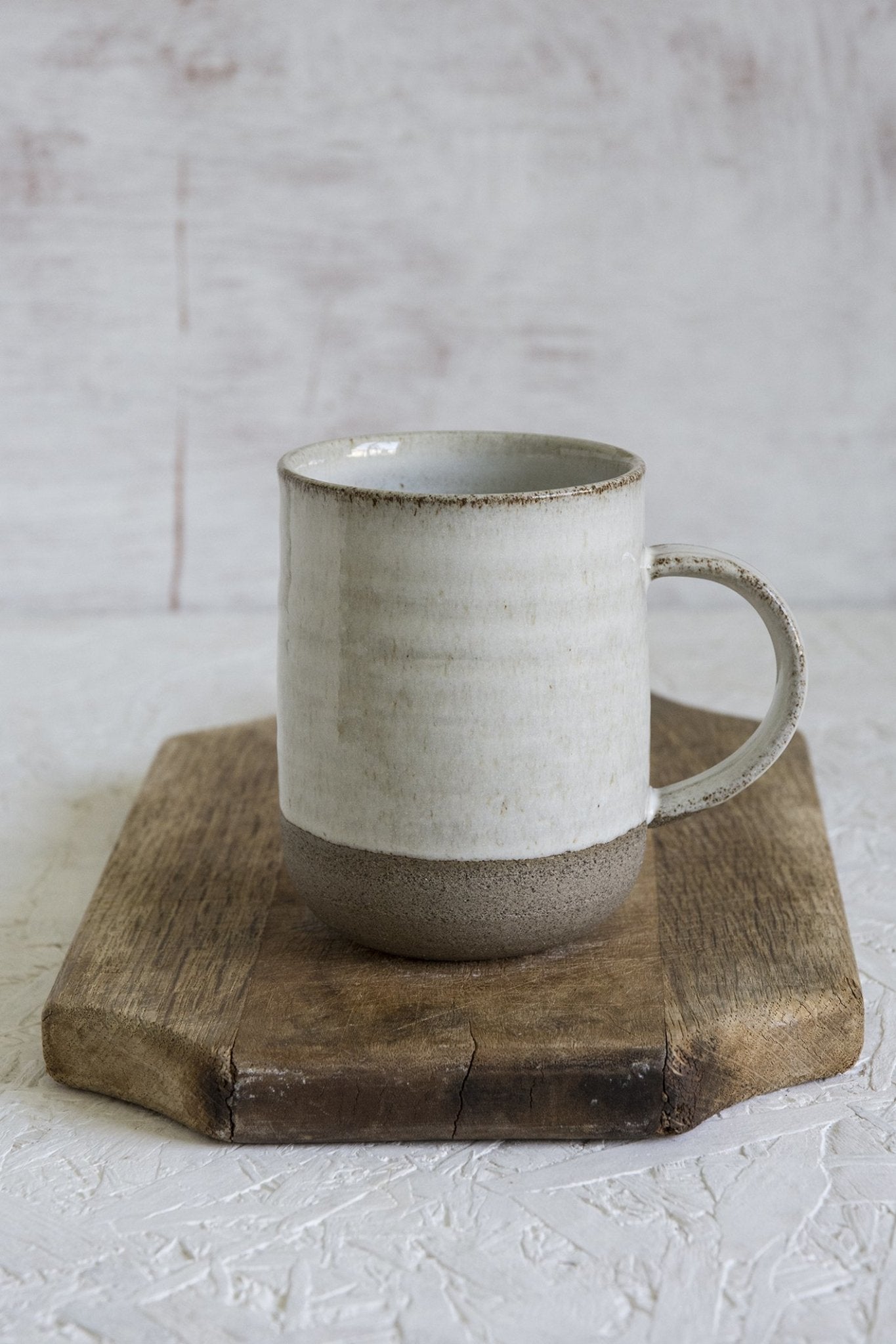 rustic white pottery mug