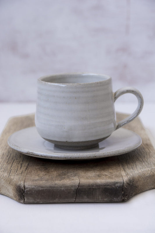 White 5 fl. oz Cappuccino Cup - Mad About Pottery- Mug