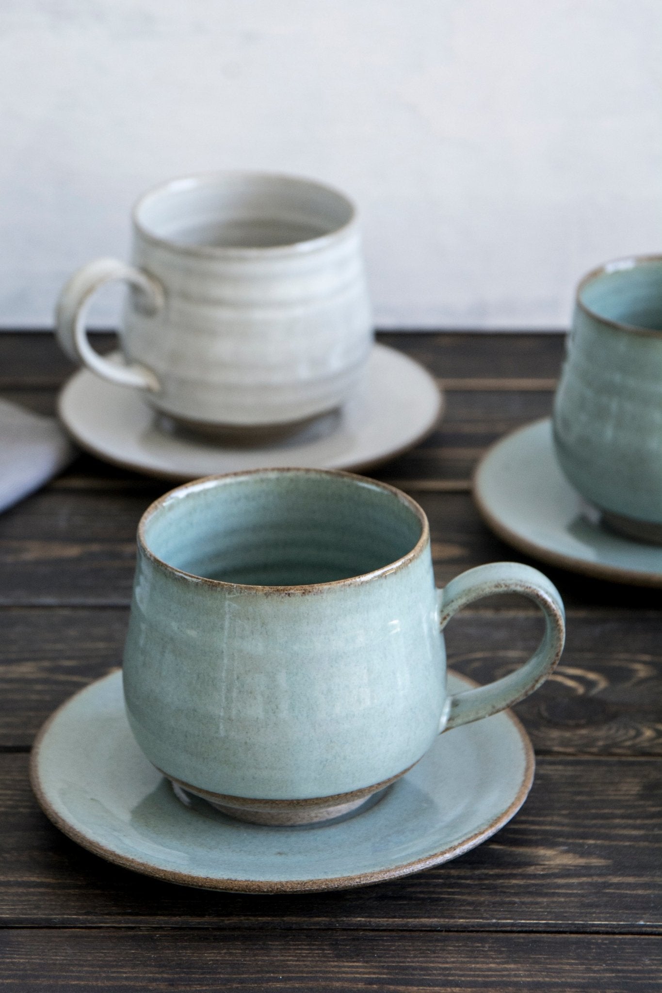 Set of 2 Handmade Ceramic Cappuccino Cups 