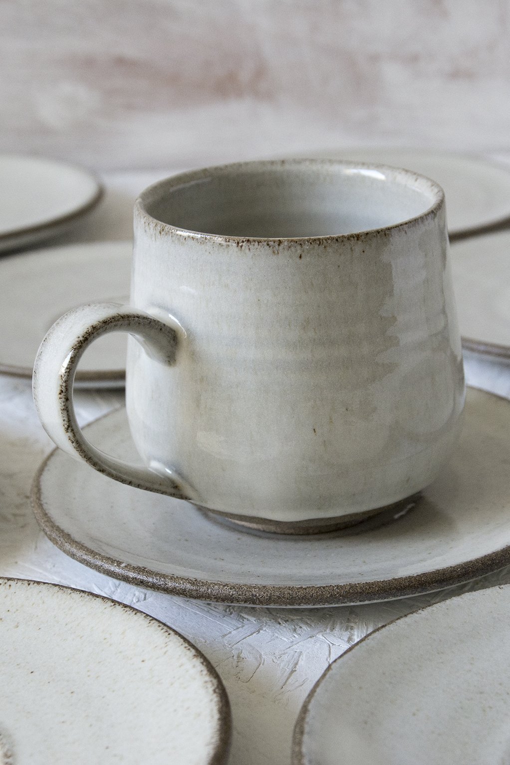 Rustic White 34cl Cappuccino Cup, Stonecast