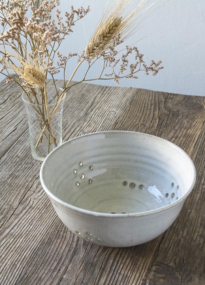 White Ceramic Berry Colander - Mad About Pottery - colander