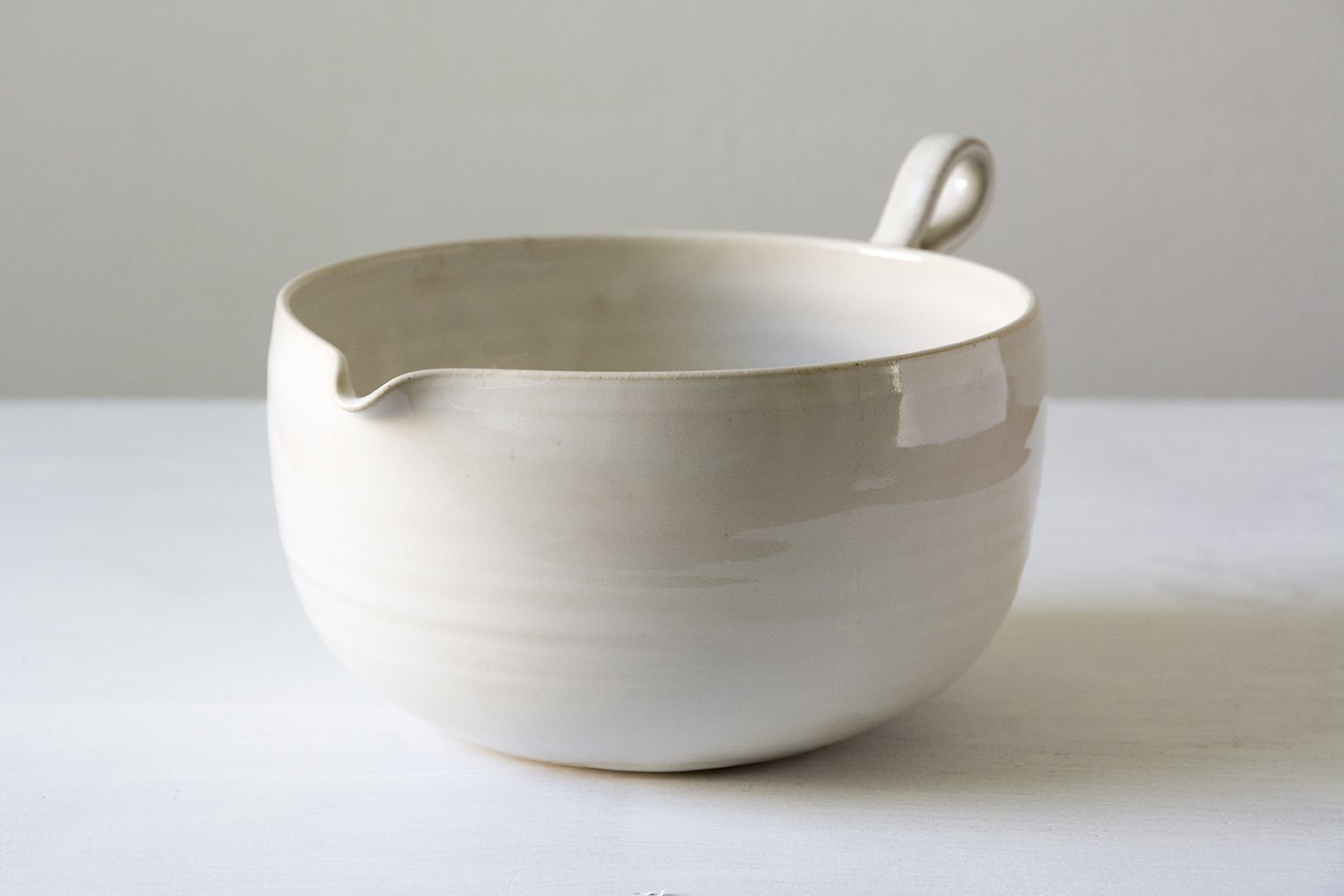 Batter Bowl, Ceramic, Handmade Mixing Bowl with Handle