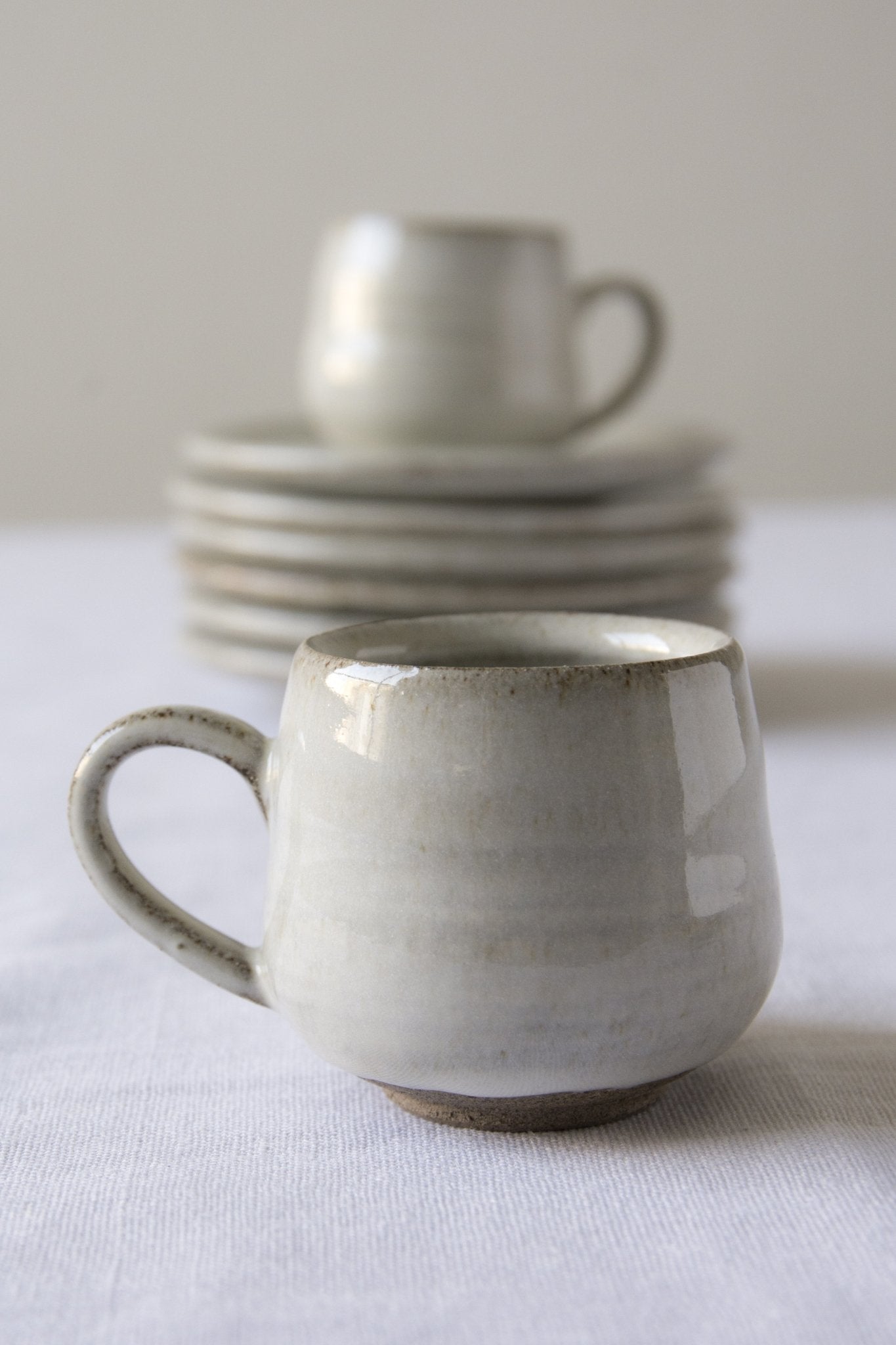 White Pottery Espresso Cup With Saucer - Mad About Pottery - cup