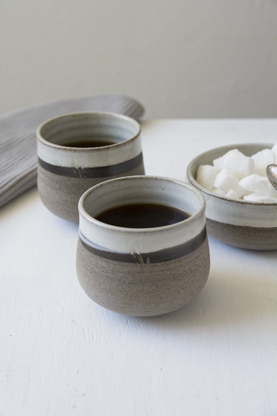 White Pottery Small Cups, Set of 2 - Mad About Pottery - Mugs and Cups