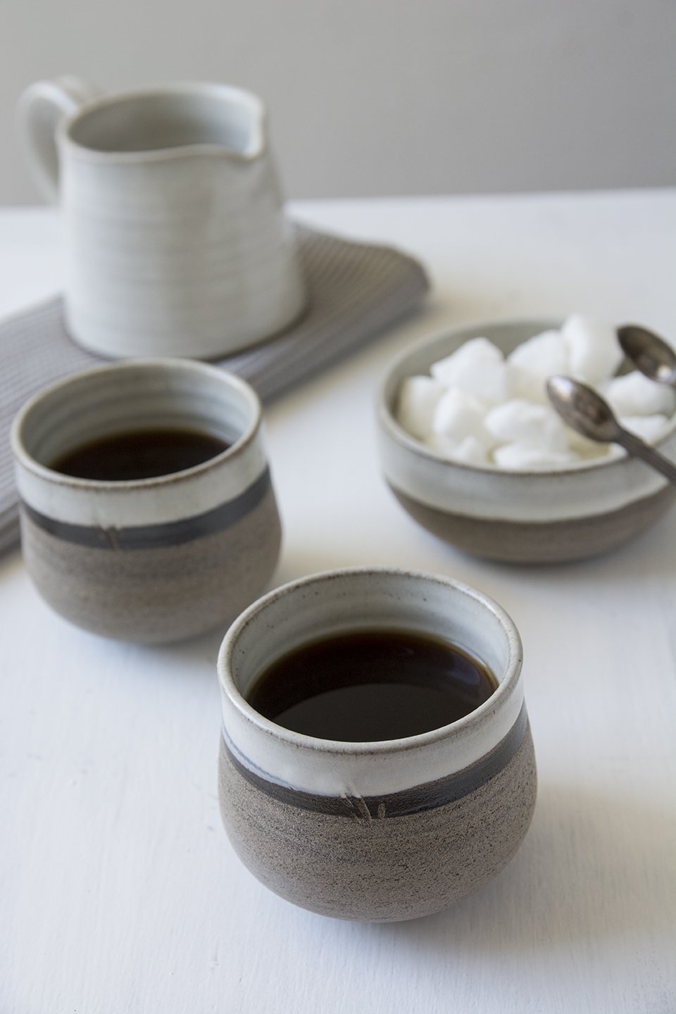 White Pottery Small Cups, Set of 2 - Mad About Pottery - Mugs and Cups