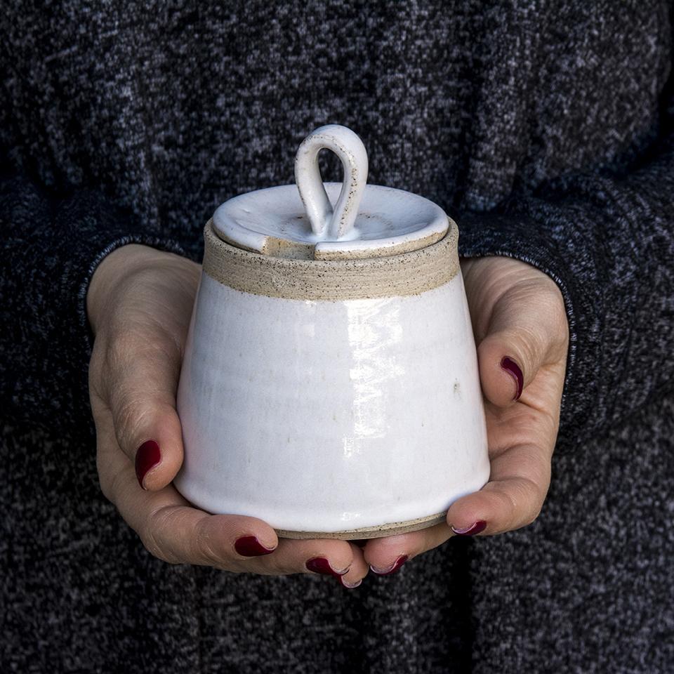 White Pottery Sugar Bowl - Mad About Pottery - Sugar Bowl