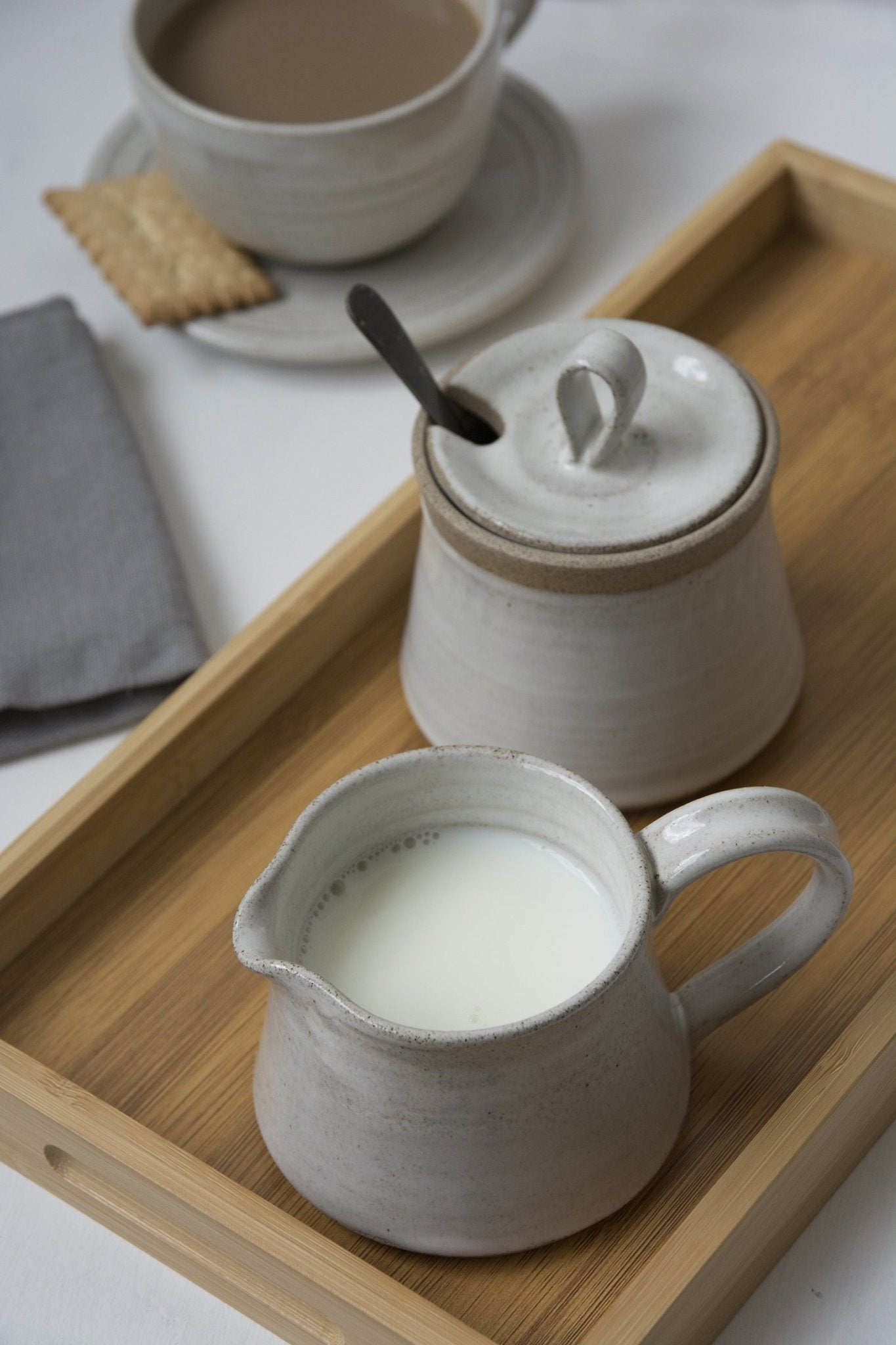 White Pottery Sugar Bowl and Creamer Set - Mad About Pottery - Sugar Bowl set