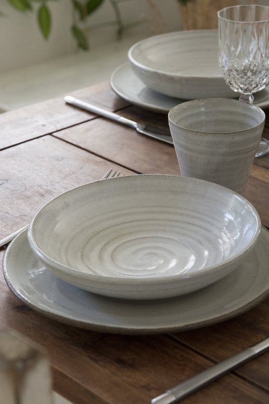 White Rustic Pasta Bowl - Mad About Pottery- Bowl